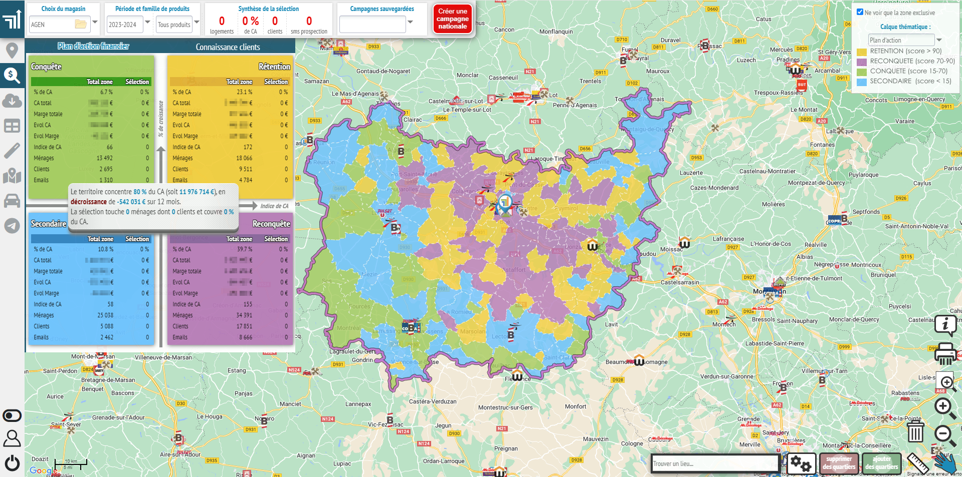 Tableaux et carte benchmark