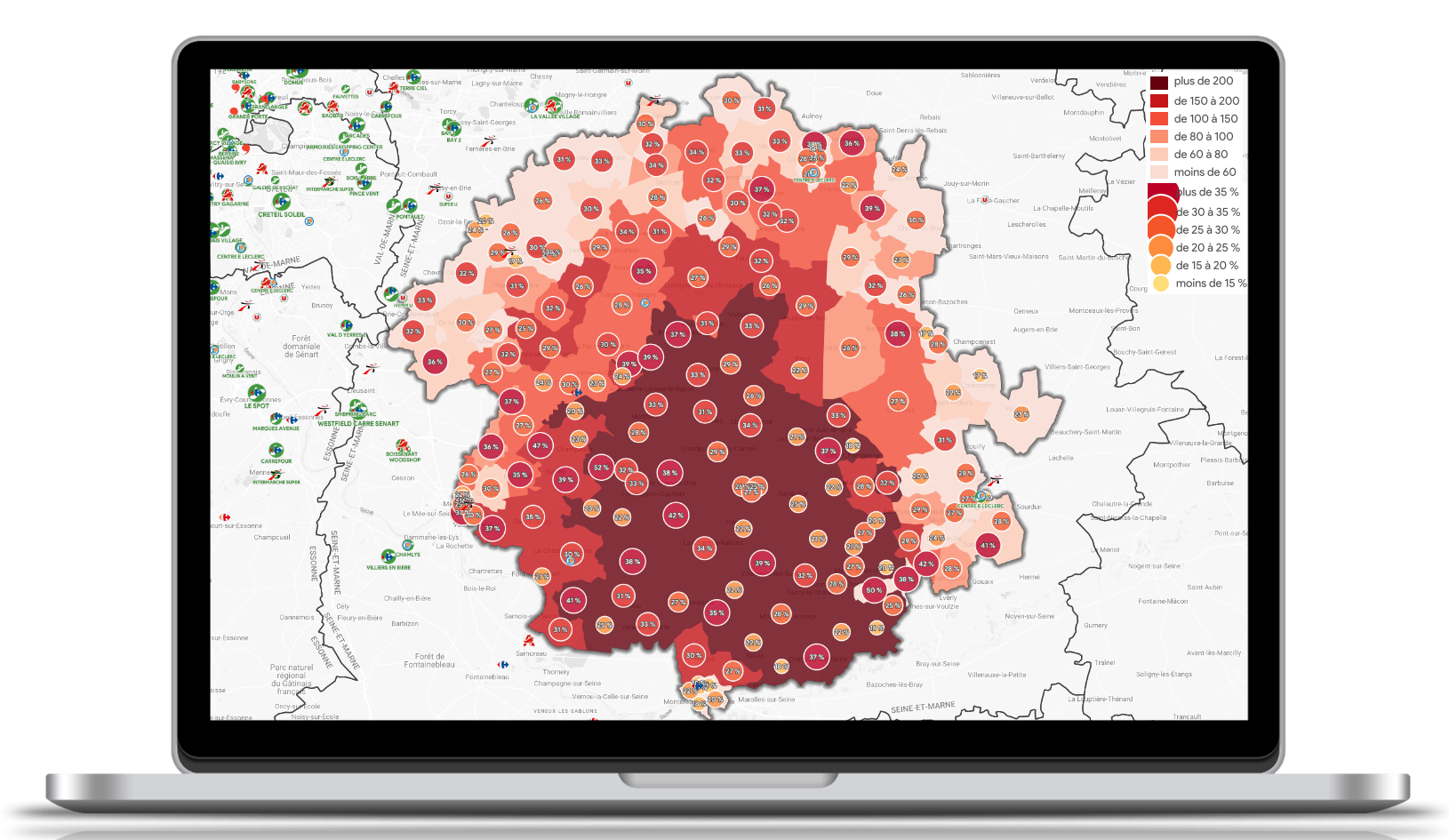 Illustration maillage territorial et zones d’exclusivité