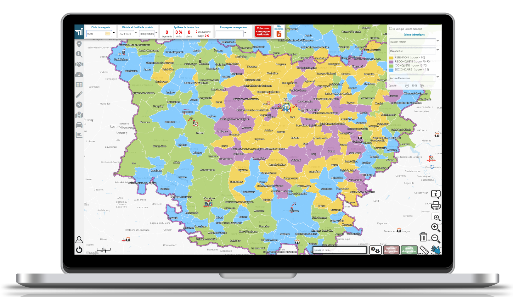 Cartographie zone de chalandise Dynamic Opti